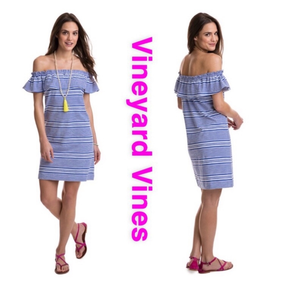 Vinyard Vines striped off shoulder dress